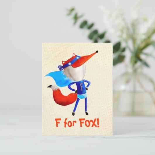 Super Fox Postkarte (Stehend Vorderseite)