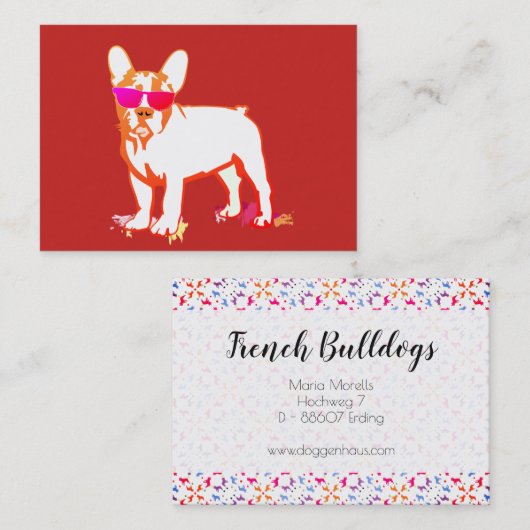 Super Frenchie Bulldog red Visitenkarte (Vorne/Hinten)