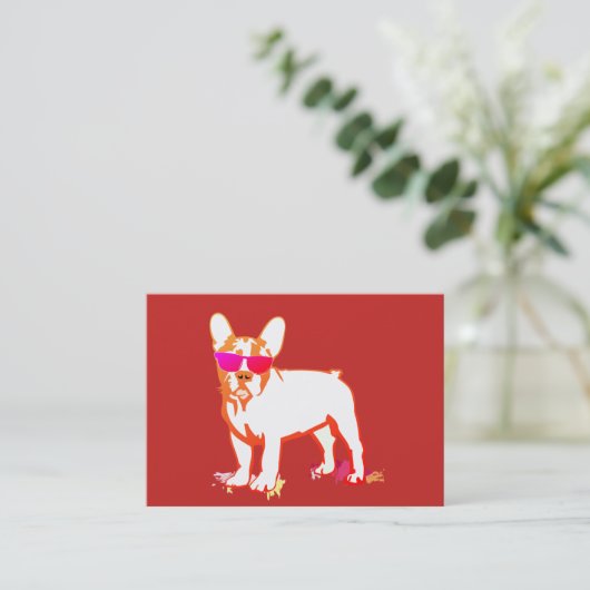 Super Frenchie Bulldog red Visitenkarte (Stehend Vorderseite)