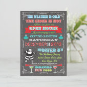Super Fun Chalkboard Christmas Open House Einladung (Stehend Vorderseite)