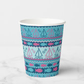 Super Fun Fisch und Segelboot Muster Pappbecher (Rückseite)