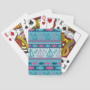 Super Fun Fisch und Segelboot Muster Spielkarten