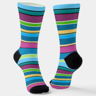 Super Fun Summer Stripes Lila Türkis Socken
