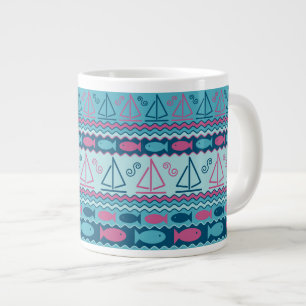 Super Fun und Segelboot Muster Jumbo-Tasse