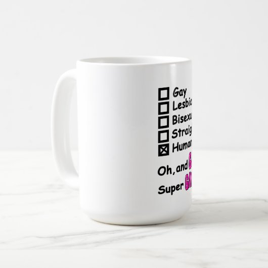 Super Gay Kaffeetasse (Vorderseite Links)