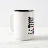 Super Gay Zweifarbige Tasse (Vorderseite Links)
