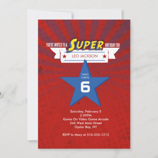 SUPER Geburtstag Einladung (Vorderseite)