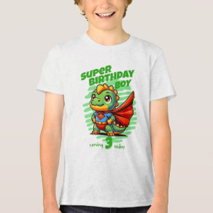 Super Geburtstagsjunge Dino T-Shirt (editierbares Tri-Blend Shirt