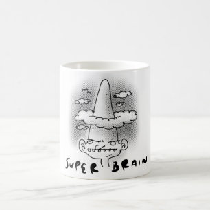 Super Gehirn Cartoon Stil lustige Illustration Kaffeetasse