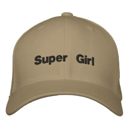 Super Girl Khaki Color Flexfit Wool Girls Text Bestickte Baseballkappe