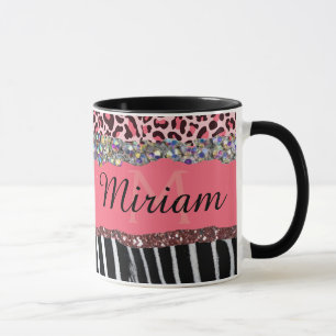 Super Girl Pink Glitzer Exotic Leopard Print Tasse