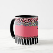 Super Girl Pink Glitzer Exotic Leopard Print Tasse (Vorderseite Links)