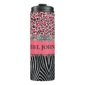 Super Girl Pink Glitzer Exotic Leopard Print Thermosbecher (Vorderseite)