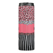 Super Girl Pink Glitzer Exotic Leopard Print Thermosbecher (Rückseite)