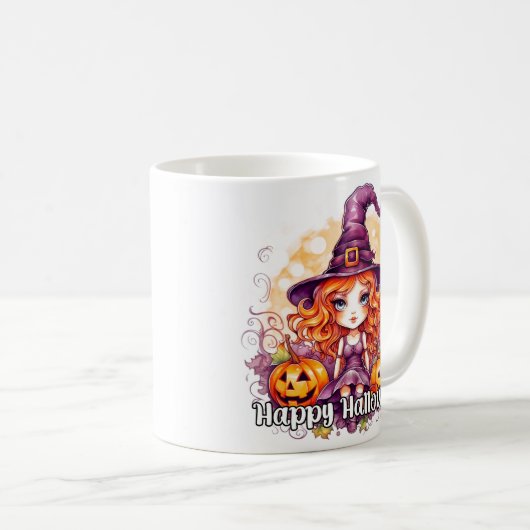 Super Girly Hexe | Frohe Halloween Kaffeetasse (VorderseiteRechts)
