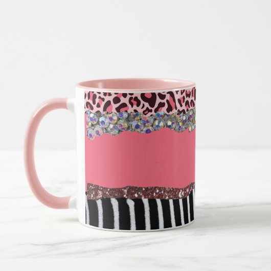 Super Girly Pink Glitzer Exotic Leopard Print Tass Tasse (Links)