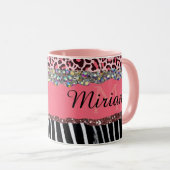 Super Girly Pink Glitzer Exotic Leopard Print Tass Tasse (VorderseiteRechts)