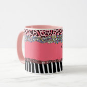 Super Girly Pink Glitzer Exotic Leopard Print Tass Tasse (Vorderseite Links)