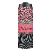 Super Girly Pink Glitzer Exotic Leopard Print Tri Thermosbecher (Vorderseite)