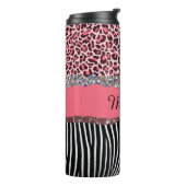 Super Girly Pink Glitzer Exotic Leopard Print Tri Thermosbecher (Nach links gedreht)