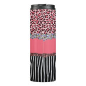 Super Girly Pink Glitzer Exotic Leopard Print Tri Thermosbecher (Rückseite)