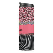 Super Girly Pink Glitzer Exotic Leopard Print Tri Thermosbecher (Nach rechts gedreht)