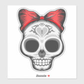 Super Girly Sugar Skull Illustration Aufkleber (Blatt)