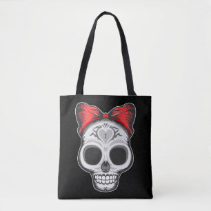Super Girly Sugar Skull Illustration Tasche