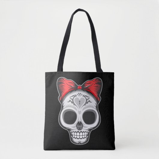 Super Girly Sugar Skull Illustration Tasche (Vorderseite)
