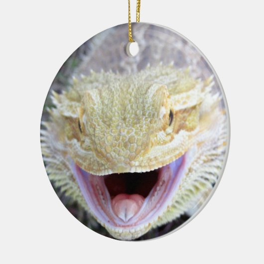 Super glücklicher bärtiger Drache Keramikornament (Links)
