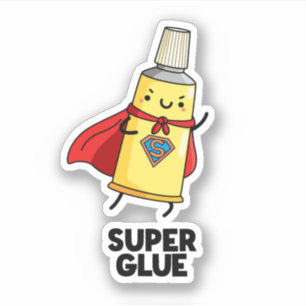Super Glue Funny Super Hero Pun Aufkleber