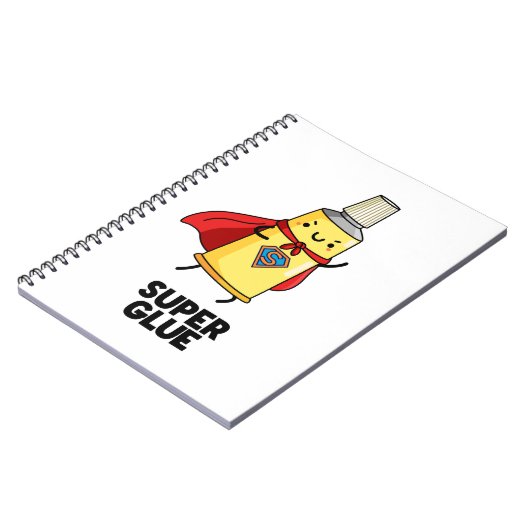 Super Glue Funny Super Hero Pun Notizblock (Linke Seite)