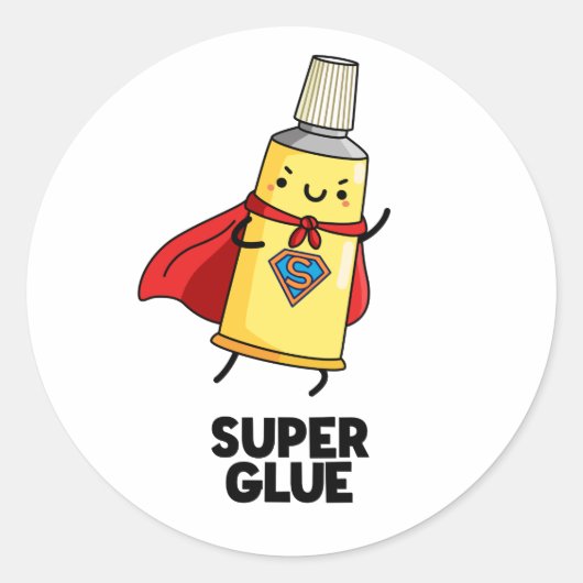 Super Glue Funny Super Hero Pun Runder Aufkleber (Vorderseite)