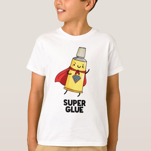 Super Glue Funny Super Hero Pun T-Shirt (Vorderseite)