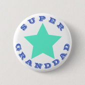 SUPER GRANDDAD - Big Aquamarin Star Button (Vorderseite)