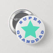SUPER GRANDDAD - Big Aquamarin Star Button (Vorne & Hinten)