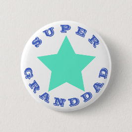SUPER GRANDDAD - Big Aquamarin Star Button