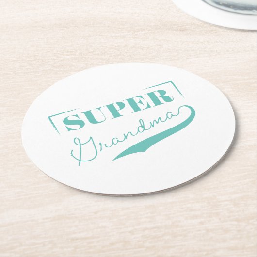 Super Grandma Runder Pappuntersetzer (Angewinkelt)