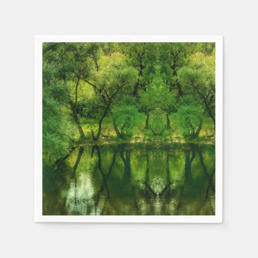 Super Green River Tree Reflections Paper Napkin Serviette (Vorderseite)