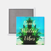 Super Green Summer Beach Positive Vibes Magnet (Vorderseite/Rückseite)