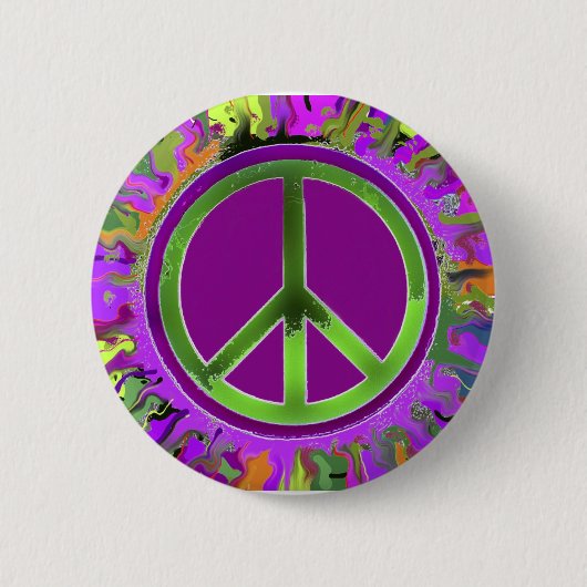 SUPER Groovy Friedenszeichen Button (Vorderseite)
