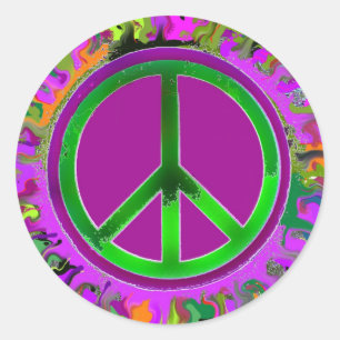 SUPER Groovy Peace Sign Runder Aufkleber