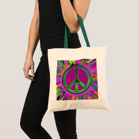 SUPER Groovy Peace Sign Tragetasche (Vorderseite (Produkt))