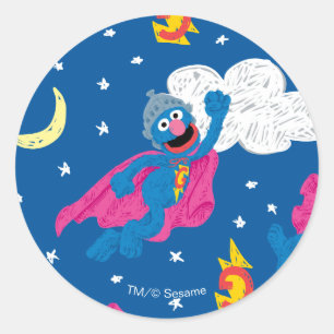 Super Grover 2.0 Nachthimmel-Muster Runder Aufkleber