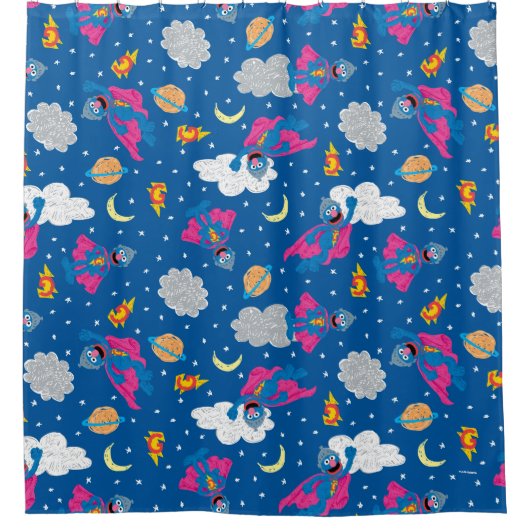Super Grover 2.0 Night Sky Muster Duschvorhang (Vorderseite)