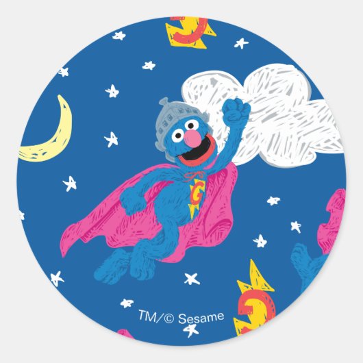 Super Grover 2.0 Night Sky Muster Runder Aufkleber (Vorderseite)