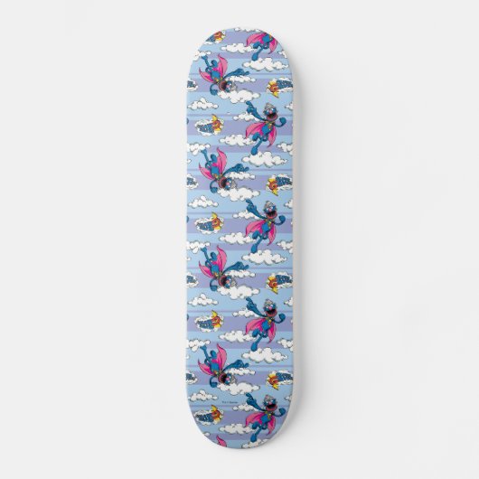 Super Grover Comic Streifen blaues Muster Skateboard (Vorderseite)