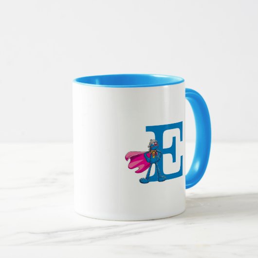 Super Grover Monogram E Tasse (VorderseiteRechts)