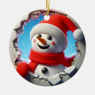 Super Happy Holidays Weihnachtsschneemann Bursting Keramik Ornament