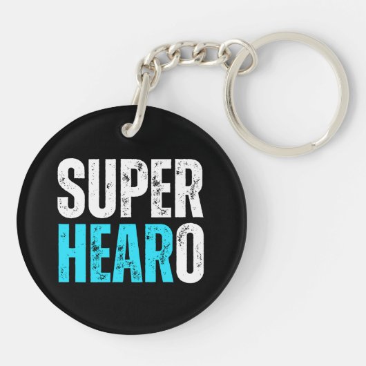 Super Hearo - Deaf / Cochlear Implant Warrior Schlüsselanhänger (Rückseite)